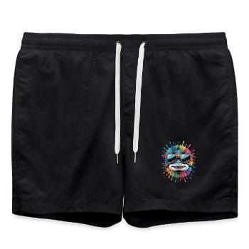Bunter Hai Wasserfarben Spritzer - Badeshorts - Schwarz - Vorne - AI Model Male 185 light (185cm)