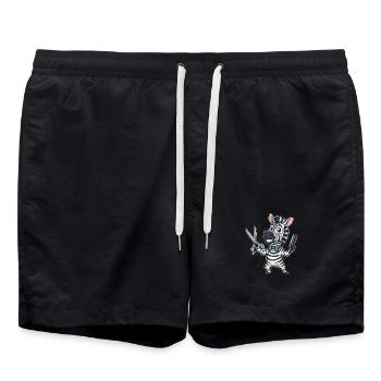 Dessin animé du coiffeur zèbre - Short de bain - noir - Devant - AI Model Male 185 light (185cm)