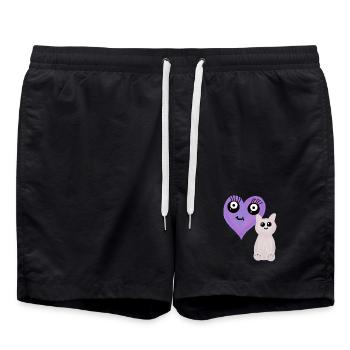 Cat Hearts Pets Cats - Swim Trunks - black - Front - AI Model Male 185 light (185cm)