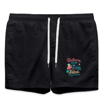 Rentnerin 2026 - Urlaub, Lesen, Sport, genießen - Badeshorts - Schwarz - Vorne - AI Model Male 185 light (185cm)