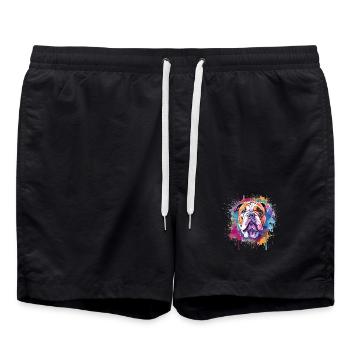 Bunte Bulldog-Hunde-Splash-Art - Badeshorts - Schwarz - Vorne - AI Model Male 185 light (185cm)