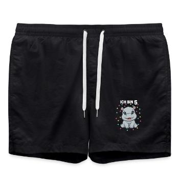 Ich bin 5 - Süßes Nilpferd zum 5. Geburtstag - Badeshorts - Schwarz - Vorne - AI Model Male 185 light (185cm)