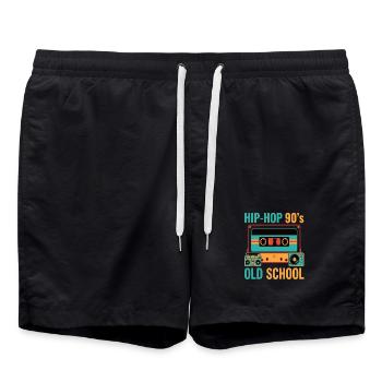 Hip Hop 90er Old School Kassette Retro - Badeshorts - Schwarz - Vorne - AI Model Male 185 light (185cm)