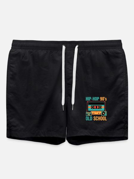 Hip Hop 90s Old School Cassette Retro - Swim Trunks - black