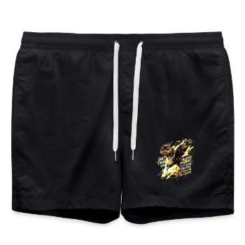 Fly Alone Eagle Quote Art - Swim Trunks - black - Front - AI Model Male 185 light (185cm)