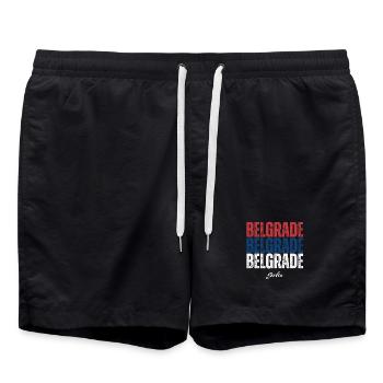 Belgrade, Serbie, j’adore Belgrade - Short de bain - noir - Devant - AI Model Male 185 light (185cm)