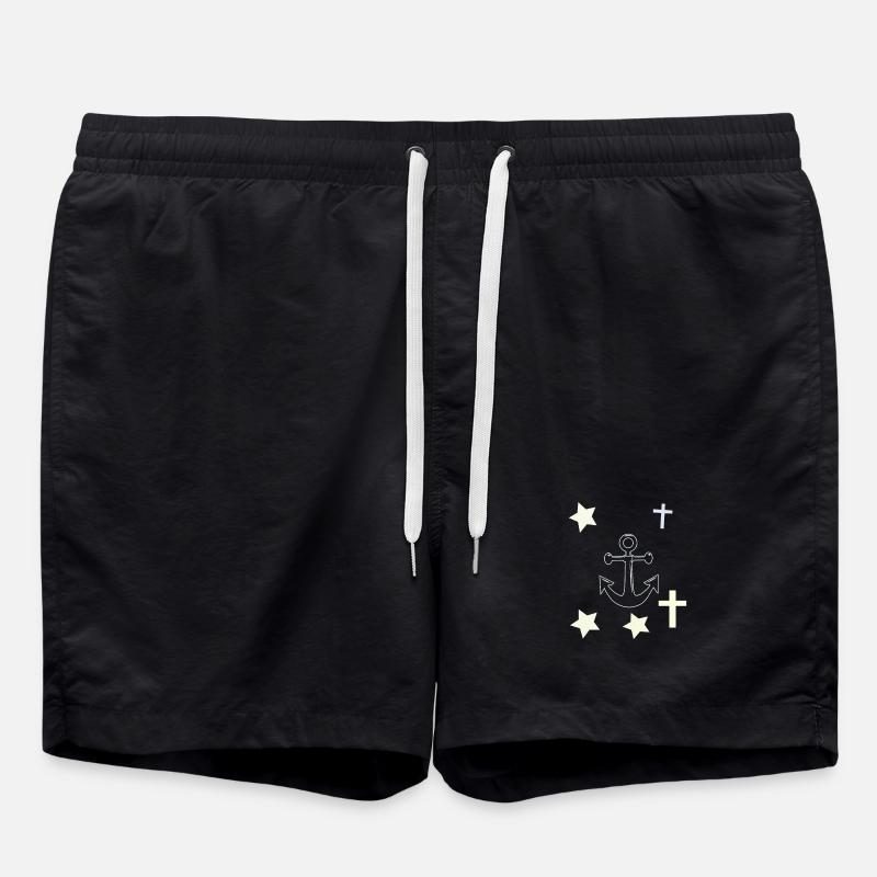 Ancres, étoiles et croix - Short de bain - noir