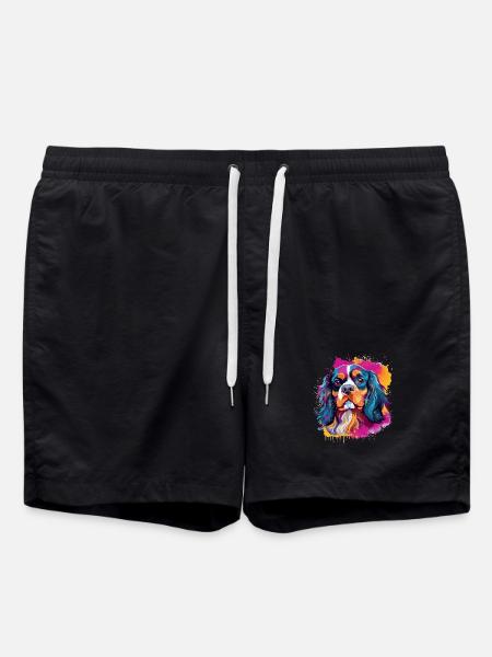 Cavalier King Charles Spaniel Dog - Swim Trunks - black