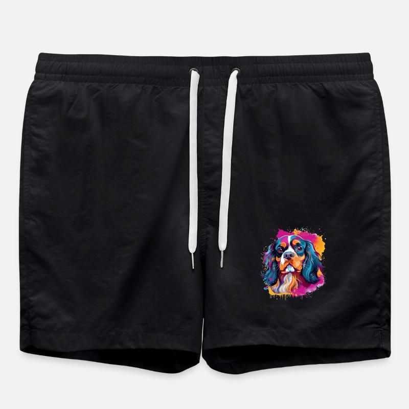 Cavalier King Charles Spaniel Dog - Swim Trunks - black