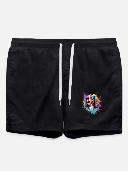 Cavalier King Charles Spaniel Splash Color - Swim Trunks - black