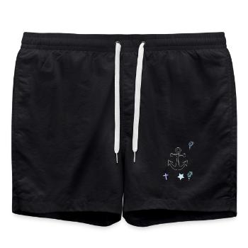 Maritim Anker Kreuz Eiscrem - Badeshorts - Schwarz - Vorne - AI Model Male 185 light (185cm)
