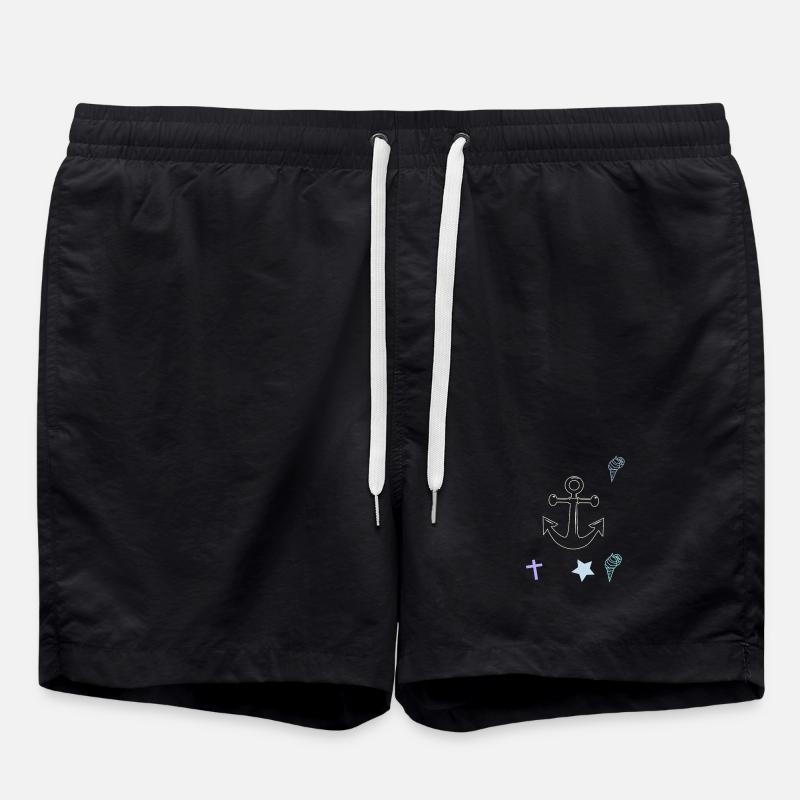 Maritim Anker Kreuz Eiscrem - Swim Trunks - black