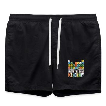Periodic Table Shirt – Colorful Typography - Swim Trunks - black - Front - AI Model Male 185 light (185cm)