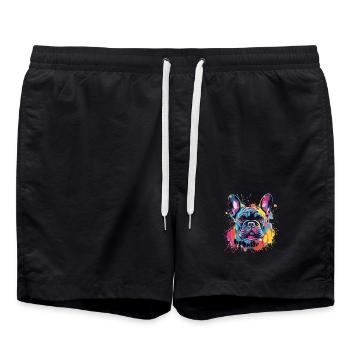 Art coloré de chiens bouledogues français - Short de bain - noir - Devant - AI Model Male 185 light (185cm)