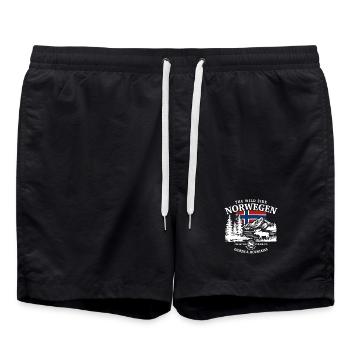The wild side - Norwegen Urlaub Natur Geschenk - Badeshorts - Schwarz - Vorne - AI Model Male 185 light (185cm)