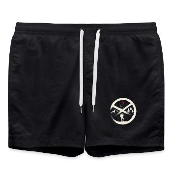 Geocaching Hiker Nature Map Pin Art - Badeshorts - Schwarz - Vorne - AI Model Male 185 light (185cm)