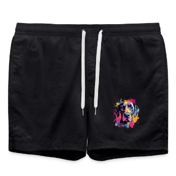 Art éclaboussuré de chien dogue allemand coloré - Short de bain - noir - Devant - AI Model Male 185 light (185cm)