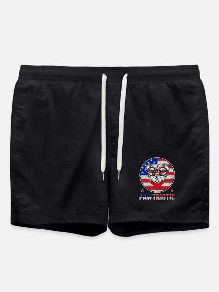 Mops-Patriot mit roter Brille - Badeshorts - Schwarz