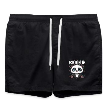 Ich bin 9 - Süßes Panda zum 9. Geburtstag - Badeshorts - Schwarz - Vorne - AI Model Male 185 light (185cm)