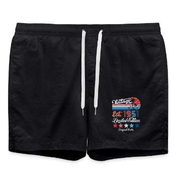 1951 Vintage Birthday Gift 75th Birthday 75 Years - Swim Trunks - black - Front - AI Model Male 185 light (185cm)