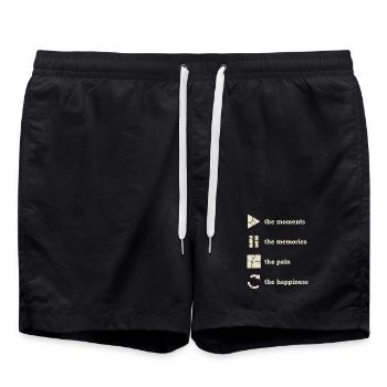 Mindfulness, Moments, Memories, Happiness - Swim Trunks - black - Front - AI Model Male 185 light (185cm)