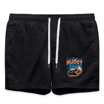 UTV Off Road 4 Wheeler Side by side - Swim Trunks - black - Front - AI Model Male 185 light (185cm)