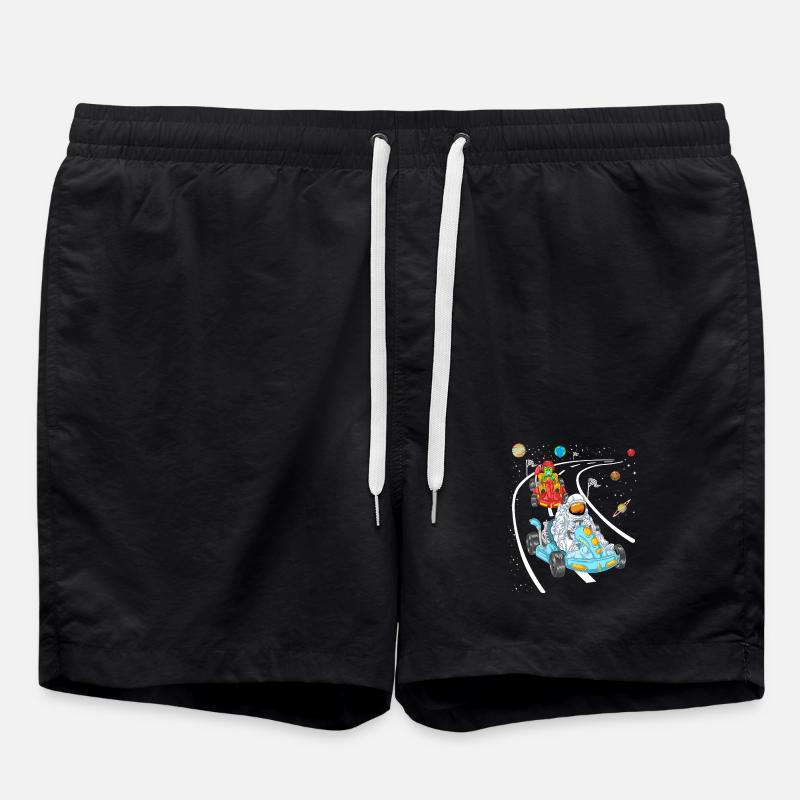 Astronaut Alien Kart Racing Shirt - Swim Trunks - black