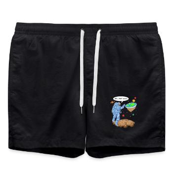 Flach-Erde-Astronauten-Shirt - Badeshorts - Schwarz - Vorne - AI Model Male 185 light (185cm)