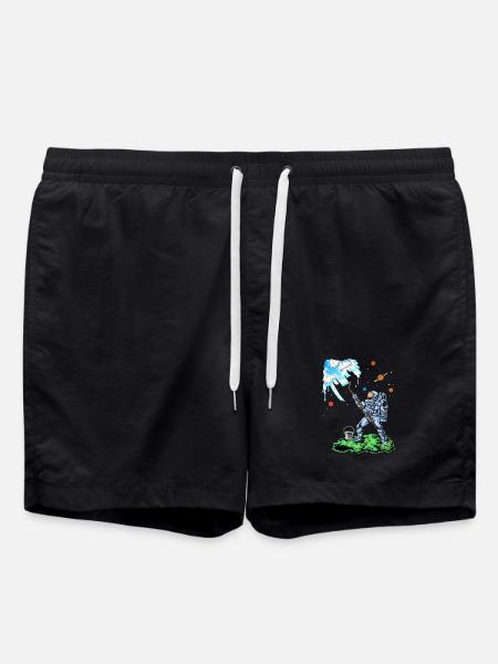 Astronauten-Mal-Raumhemd - Badeshorts - Schwarz