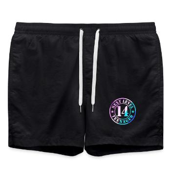 14e anniversaire Garçon Fille Adolescent Niveau 14 - Short de bain - noir - Devant - AI Model Male 185 light (185cm)