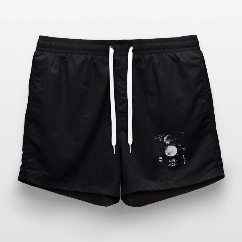 Futuristic HUD World Map Coordinates Swim Trunks