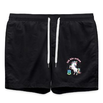 8th Birthday Unicorn Girl I'm already 8 - Swim Trunks - black - Front - AI Model Male 185 light (185cm)