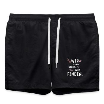Wir suchen nicht, wir finden – Hahn & Henne - Badeshorts - Schwarz - Vorne - AI Model Male 185 light (185cm)