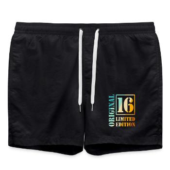 16e anniversaire Garçon Fille Adolescent Original 16 - Short de bain - noir - Devant - AI Model Male 185 light (185cm)