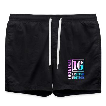 16e anniversaire Garçon Fille Adolescent Original 16 - Short de bain - noir - Devant - AI Model Male 185 light (185cm)