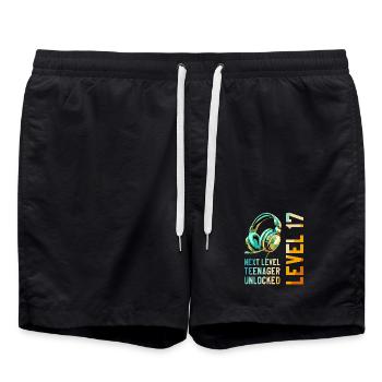 17e anniversaire garçon fille adolescente niveau 17 - Short de bain - noir - Devant - AI Model Male 185 light (185cm)