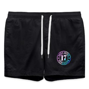 17. Geburtstag Junge Mädchen Teenager Level 17 - Badeshorts - Schwarz - Vorne - AI Model Male 185 light (185cm)
