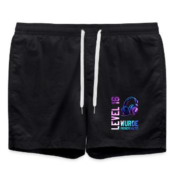 16. Geburtstag Junge Mädchen Teenager Level 16 - Badeshorts - Schwarz - Vorne - AI Model Male 185 light (185cm)