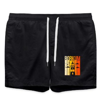 Borkumer Insel BORKUM Nordsee Urlaub Lustig - Badeshorts - Schwarz - Vorne - AI Model Male 185 light (185cm)