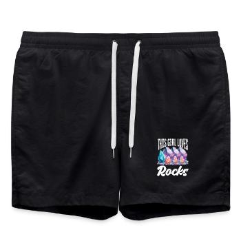 Cette fille adore les roches géologue - collectionneuse de roches - Short de bain - noir - Devant - AI Model Male 185 light (185cm)