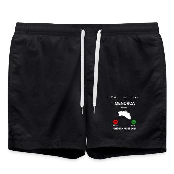 Menorca Ruft An Urlaub Balearen Insel Idee - Badeshorts - Schwarz - Vorne - AI Model Male 185 light (185cm)