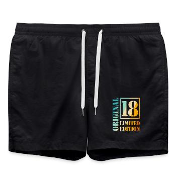 18th Birthday Boy Girl Teenager Original 18 - Swim Trunks - black - Front - AI Model Male 185 light (185cm)