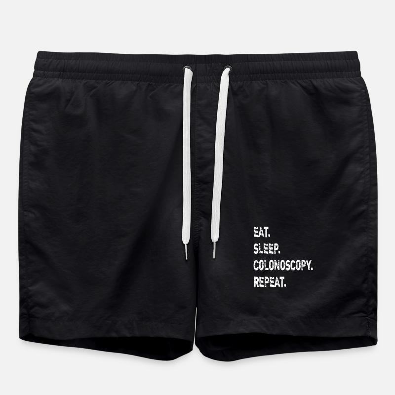 Eat Sleep Colonoscopy Repeat - Swim Trunks - black