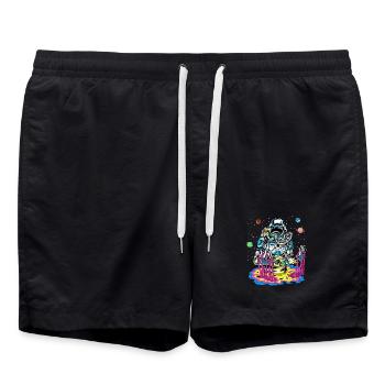 Trippy Astronaut Melting Rainbow Space Slime Art - Swim Trunks - black - Front - AI Model Male 185 light (185cm)