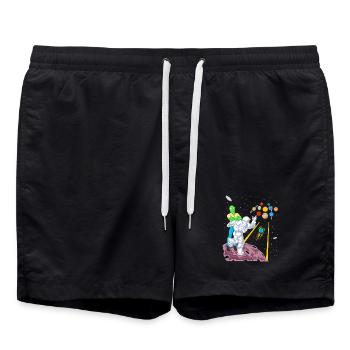 Astronaut und Alien Bowling im Space Galaxy Game - Badeshorts - Schwarz - Vorne - AI Model Male 185 light (185cm)