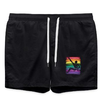 Boulderer Boulder Bouldern - Badeshorts - Schwarz - Vorne - AI Model Male 185 light (185cm)