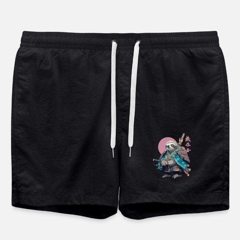 Faultier-Samurai in blauer Rüstung - Badeshorts - Schwarz