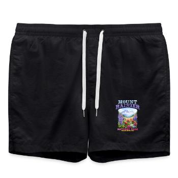 Mount Rainier National Park Blumengarten - Badeshorts - Schwarz - Vorne - AI Model Male 185 light (185cm)