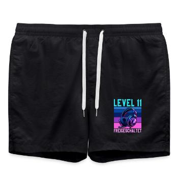 11. Geburtstag Junge Mädchen Gamer Level 11 - Badeshorts - Schwarz - Vorne - AI Model Male 185 light (185cm)