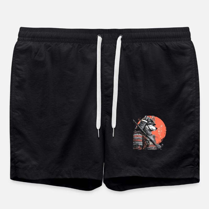 Wolf in Rüstung Samurai - Badeshorts - Schwarz